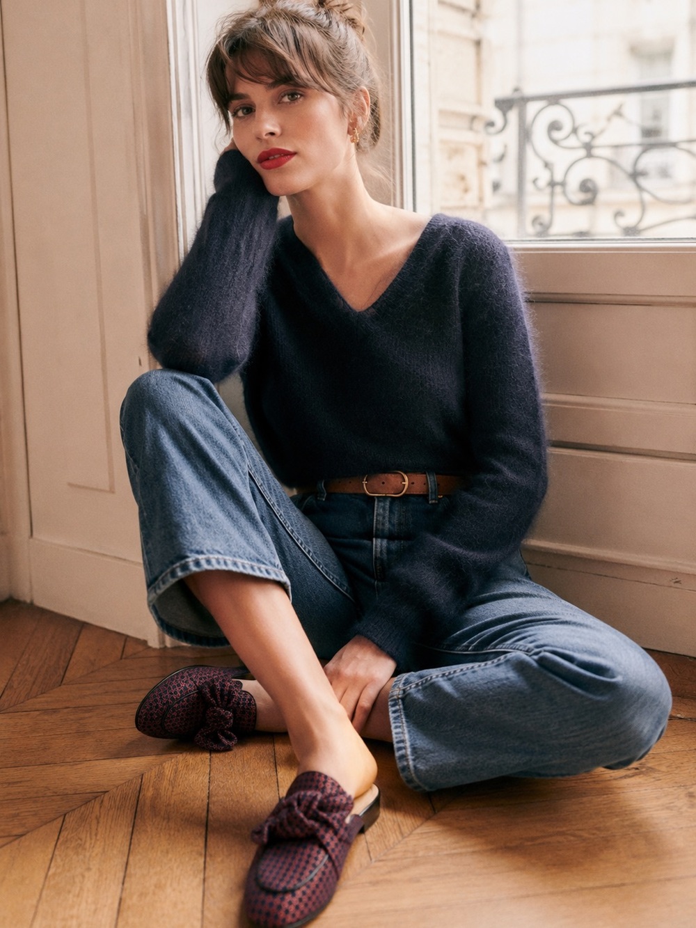 SANDRO KNOTTED BOW MULES, trending, nautical, old money, preppy, Ralph Lauren